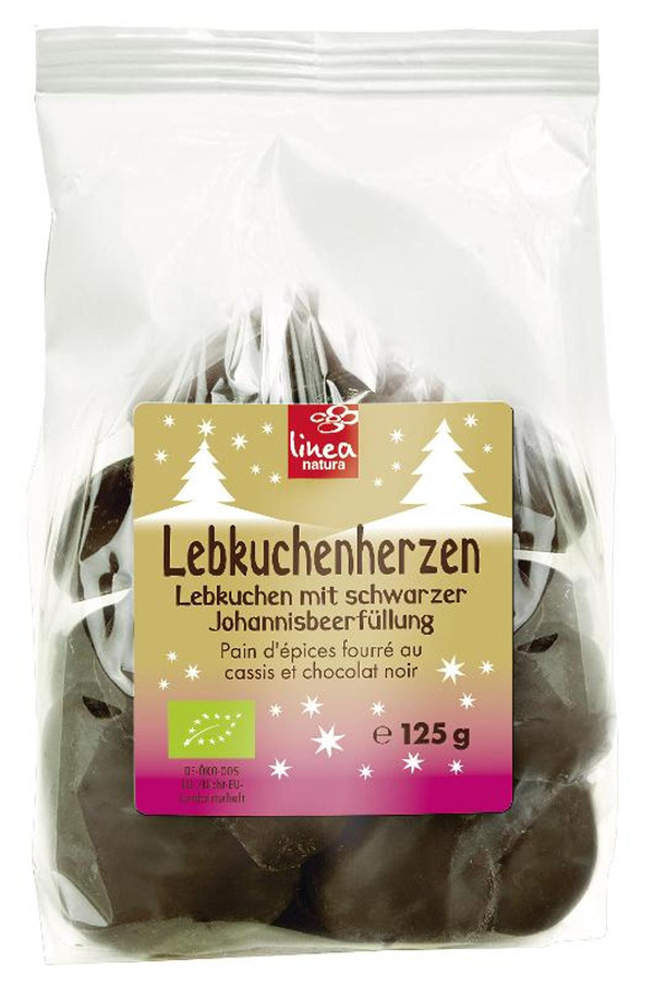 Produktfoto zu Lebkuchenherzen zartbitter mit Johannisbeerfüllung