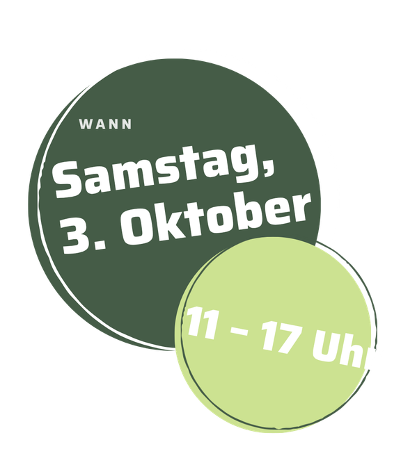 KI generiert: Das Bild zeigt einen Terminplan: Samstag, 3. Oktober, 11 - 17 Uhr.