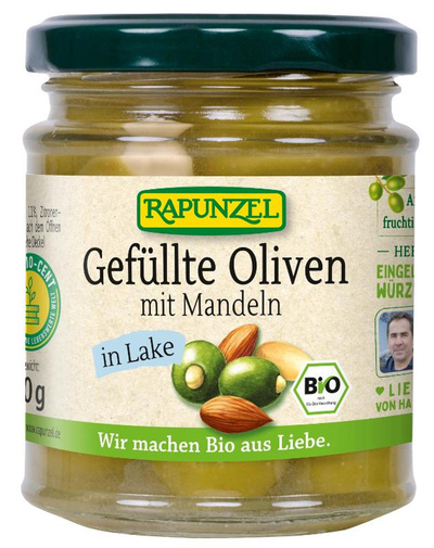 Produktfoto zu Rapunzel Oliven grün mit Mandeln gefüllt