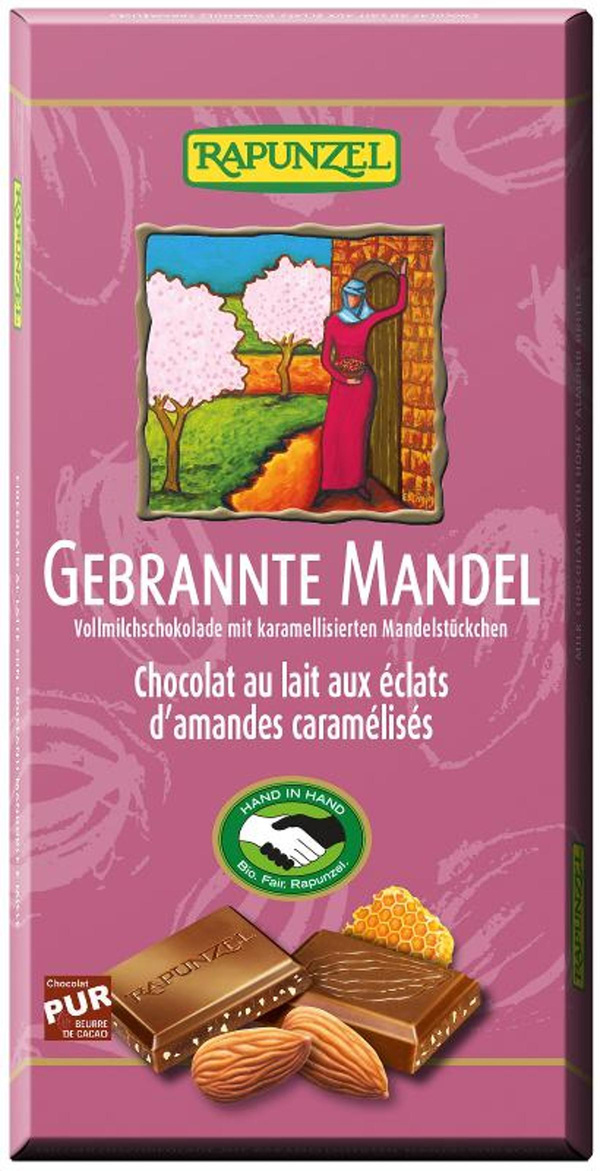 Produktfoto zu Rapunzel Vollmilch Schokolade Honig-Mandel