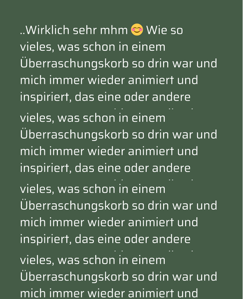 KI generiert: Ein Dankestext für überraschende Zutaten und den Service eines Biohofs.