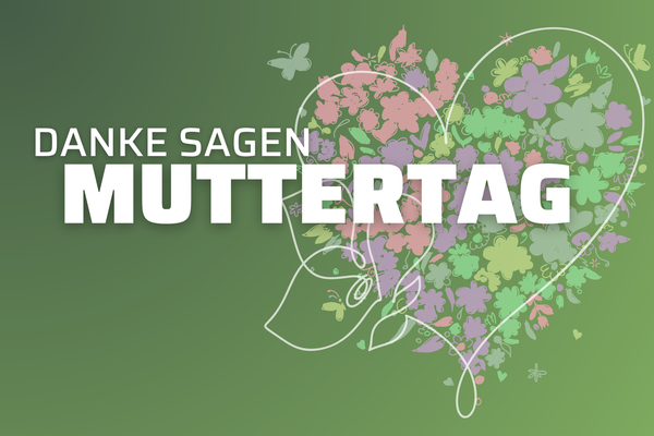 KI generiert: Design mit floralen Herzmotiven und dem Text: "DANKE SAGEN MUTTERTAG".